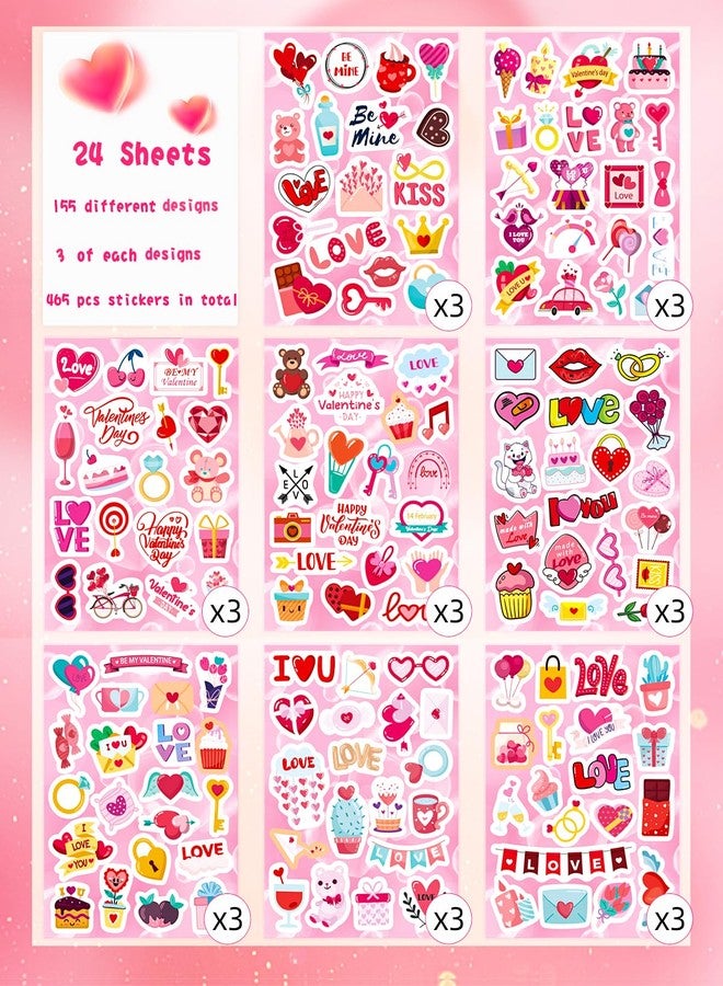 Ozepao 465 Bulk Valentines Stickers for Kids Party Crafts Supplies Classroom Exchange Gifts - Image 2